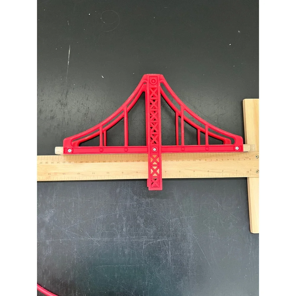Brio Suspension Bridge Set Red Wooden Railway Track Expansion 4pc OS